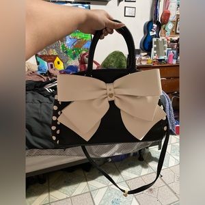 Betsey Johnson white bow polka dot purse